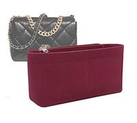 Lckaey Purse Organizer Insert for Chanel 19 Small bag with Side Zipper Pocket Handbag Chanel Maxi Flip bag Organizer Y002claret-S
