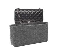 Lckaey Purse Organizer Insert for chanel jumbo classic flap bag insert - Premium Handbag Felt Organizer 2009lightgray-L