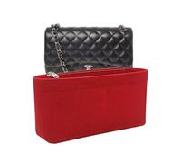 Lckaey Purse Organizer Insert for Classic Flap Medium bags Shaper Purse Insert - Premium Handbag Felt Organizer 2009red-M