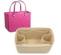 Lckaey Rubber Beach Bag Organizer Compatible with Bo Bag Tote,Divider Pouch for Bo Bags Accessories Felt Insert3018khaki-L