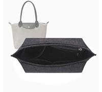Lckaey tote bag organizer insert for Longchamp le pliage large tote insert felt purse zipper bag organizer 1028dark grey M/12.8 * 4.9 * 7.8in AG