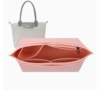 Lckaey tote bag organizer insert for Longchamp le pliage large tote insert felt purse zipper bag organizer 1028pink-M AG