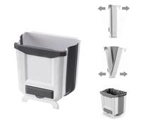 Lckaien Trash Can, Foldable Waste Bin for Kitchen, Collapsible Hang Small Plastic Garbage Can 2.4 Gallon for Cabinet/Car/Bedroom/Bathroom/Kitchen/Office (White, 1PC)