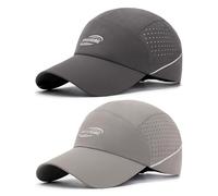 LCKEBT 2 Pack Lightweight Quick-Dry Baseball Caps, Breathable Running Hat with Ventilation Eyelets & Sweatband, Adjustable Slide Buckle Sports Cap for Men Women Cycling Gym Outdoor