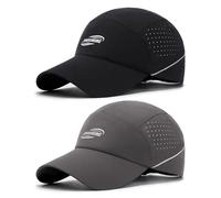 LCKEBT 2 Pack Lightweight Quick-Dry Baseball Caps, Breathable Running Hat with Ventilation Eyelets & Sweatband, Adjustable Slide Buckle Sports Cap for Men Women Cycling Gym Outdoor