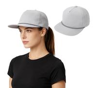 LCKEBT Unisex Flat Brim Baseball Cap, Lightweight Quick-Dry Sports Hat with Breathable Eyelets & Sweatband, Adjustable Snapback Mesh Trucker Hat Sun Protection Cap for Running Cycling Golf