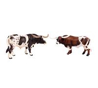 Lckiioy 2 Pcs Plastic Bull Cattle Animals Static Model Collection Cow Model Toys Longhorn & Long Horn