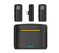 Lckiioy Wireless Lavalier Microphone Mini Portable Lapel Mic Dual-Channel Audio Video Voice Recording for Live Audio,A