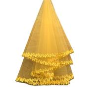 LCKKJHG Bridal Veil Cathedral Wedding Veil 10 Colors White Pink Purple Black Ivory Veil Wedding Lace Edge(Gold Yellow,300cm)