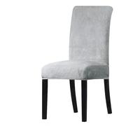 LCKKJHG Chair Cover 1/2/4/6 Pieces Real Velvet Fabric Soft Chair Cover Luxurious Office Seat Cases Tretch Covers For Dining Room Hotel(Light Grey 04,1 Piece)