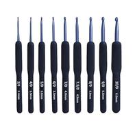LCKKJHG Crochet Set Soft Shank Crochet Hook Aluminum Crochet Hooks with Red Soft Rubber Grip Cushioned Handles Knitting Needles