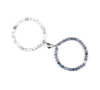 LCKKJHG Crystal Bracelet 2Pcs/Set Romantic Heart Shape Magnet Pendant Bracelets 6 8MM Weathered Stone Bangles Jewelry Couple Handmade Strench(6mmstyle 10)
