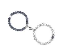 LCKKJHG Crystal Bracelet 2Pcs/Set Romantic Heart Shape Magnet Pendant Bracelets 6 8MM Weathered Stone Bangles Jewelry Couple Handmade Strench(8mmstyle 5)
