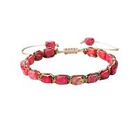 LCKKJHG Crystal Bracelet Stone Beaded Bracelet Handmade Braided String Bangles Friendship Jewelry Gift Vintage Design Strand Bracelets(Red)