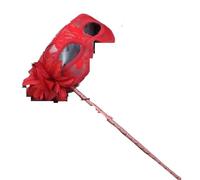 LCKKJHG Feather Mask Masquerade Mask Handheld Side Flower Translucent Feather Lily Flat Head Lace(Red)