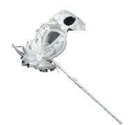 LCKKJHG Feather Mask Masquerade Mask Handheld Side Flower Translucent Feather Lily Flat Head Lace(White)