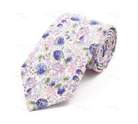 LCKKJHG Neck Ties For Men Chic Floral Necktie Cotton Tie For Men Beautiful Flower Pattern Cravat Light Color Casual Narrow Skinny Suit Accessory(Grass green)