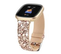 Lcklill Compatible with Fitbit Versa 3/Fitbit Versa 4/Fitbit Sense/Sense 2 Bands, Women Bling Glitter Leather Strap For Fitbit Sense 2/Sense/Versa 4/Versa 3 Smart Watch Accessorie (Rose Gold)