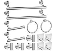 Lckppt 14-Piece Bathroom Hardware Set, Brushed Nickel, Stainless Steel, Wall-Mounted, Towel Holder Set