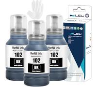 LCL 102 Black Ink Bottle Replacement for Epson 102 Ink Cartridge Bottle Multipack Compatible with Epson EcoTank ET-2750 ET-2751 ET-2756 ET-2850 ET-2851 ET-2856 ET-3700 ET-3850 ET-4750 ET-4850 (3 Pack)