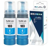 LCL 103 Cyan High Capacity Ink Bottle Replacement for Epson 103 Ink Cartridge Bottle Multipack Compatible with Epson EcoTank L1200 L1210 L1250 L3100 L3110 L3111 L3116 L3150 L3151 L3156 L3160 (2 Pack)