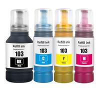 LCL 103 High Capacity Ink Bottle Replacement for Epson 103 Ink Cartridge Bottle Multipack Compatible with Epson EcoTank L1200 L1210 L1250 L3100 L3110 L3111 L3116 L3150 L3151 L3156 L3160 L3210 (4 Pack)