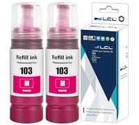 LCL 103 Magenta High Capacity Ink Bottle Replacement for Epson 103 Ink Cartridge Bottle Multipack Compatible with Epson EcoTank L1200 L1210 L1250 L3100 L3110 L3111 L3116 L3150 L3151 L3156 L3160(2Pack)