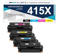 LCL 415X (with Chip) Toner Cartridge Replacement for HP 415A 415X W2030A | W2030X W2031X W2032X W2033X Compatible with HP COLOR LASERJET PRO M454 M454DW M454NW M454DN M479 M479FDN M479FNW (4PK KCMY)