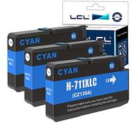 LCL 711XL Ink Cartridge Replacement for HP 711 XL 711XL CZ130A for HP Designjet T120 24 T120 610 T520 24 T520 36 T520 610 T520 914 T125 24 T530 T130 T525 (3 Cyan)