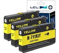 LCL 711XL Ink Cartridge Replacement for HP 711XL 711 XL CZ132A for HP Designjet T120 24 T120 610 T520 24 T520 36 T520 610 T520 914 T125 24 T530 T130 T525 (3 Yellow)
