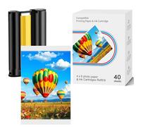 LCL Compatible with Amber M100/M200 4x6 Photo Printer 40 Sheets Photo Paper & 1 Ink Cartridge Refill Only for DHP512/DHP513 Printer,Water Proof,Antioxidant,Non Fading,Dye Sublimation
