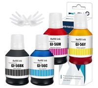 L I-56 GI-56BK GI-56C GI-56M GI-56Y Compatible Ink Bottle | Replacement for Canon MAXIFY GX7050 GX6050 GX5050 GX4050 GX3050 Printers (4PK Black 170ml, CMY 135ml)
