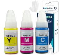 LCL Ink Bottle GI-490 GI-590 GI-590BK GI-590C GI-590M GI-590Y | (3PK CMY Dye 70ML) Replacement for Canon Pixma G1400 G1410 G2400 G2410 G3400 G4400 G4411 G1500 G1510 G2500 G2510 G3500 G3510