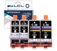 LCL Ink Cartridge PGI-35 PGI35 CLI-36 CLI36 1509B002 1511B002 2Black 2Color | Replacement for Canon PIXMA IP100B IP100 IP110 mini260 mini320 TR150