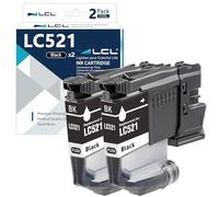 LCL LC521 Ink Cartridge Replacement for Brother LC521 LC-521 LC521BK LC-521BK for Brother DCP-J1260DW DCP-J1310DW DCP-J1313DW DCP-J1360DW DCP-J1460DW (2 Black)
