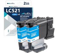 LCL LC521 Ink Cartridge Replacement for Brother LC521 LC-521 LC521C LC-521C | Compatible with Brother DCP-J1260W DCP-J1260DW DCP-J1310DW DCP-J1313DW DCP-J1360DW DCP-J1460DW (2 Cyan)