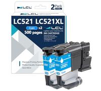 LCL LC521 LC521XL Ink Cartridge Replacement for Brother LC521 LC-521 LC521C | LC-521C Compatible with Brother DCP-J1260W DCP-J1260DW DCP-J1310DW DCP-J1313DW DCP-J1360DW DCP-J1460DW (2 Cyan)