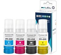 LCL PFI-050 Ink Cartridge Replacement for Canon PFI-050 PFI-050BK PFI-050C PFI-050M PFI-050Y Replacement for Canon ImagePrograf TC-20 TC-20M (4PK 70ml KCMY)