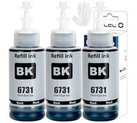 LCL T6731 Ink Bottle Replacement for Epson T6731 C13T67314A Ink Cartridges Bottle Compatible with Epson L800 L805 L810 L850 L1800 (3 Black)