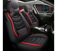 LCLCDZ Car Seat Covers Universal Set for Ford Mustang Evos Everest Mustang Mach-E Grand C-MAX Falcon Figo Territory Fiesta Car Accessories, Black/Red Luxury