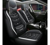 LCLCDZ Car Seat Covers Universal Set for Volvo All Models V50 V40 XC70 V60 XC60 C70 V90 XC90 S60 S40 S80 Car Accessories, Black and White Luxury