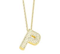 LCLMHJ Bubble Initial Letter Necklace for Women Dainty Balloon Initial Necklace Mens Iced Out Cubic Zirconia Bubble Letter A-Z Pendant Necklace, Gold Plated, Cubic Zirconia
