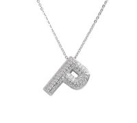 LCLMHJ Bubble Initial Letter Necklace for Women Dainty Balloon Initial Necklace Mens Iced Out Cubic Zirconia Bubble Letter A-Z Pendant Necklace, Gold Plated, Cubic Zirconia