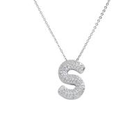 LCLMHJ Bubble Initial Letter Necklace for Women Dainty Balloon Initial Necklace Mens Iced Out Cubic Zirconia Bubble Letter A-Z Pendant Necklace, Gold Plated, Cubic Zirconia