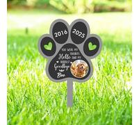 LCMAIT Personalised Pet Memorial Stake, Customized Gravestone with Flowers Silhouette Statue, Dog Cat Memorial Grave Garden Decorations, Personalised Pet Memorial Plaques Garden Decor