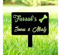 LCMAIT Personalised Pet Memorial Stake, Customized Gravestone with Flowers Silhouette Statue, Dog Cat Memorial Grave Garden Decorations, Personalised Pet Memorial Plaques Garden Decor