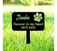 LCMAIT Personalised Pet Memorial Stake, Customized Gravestone with Flowers Silhouette Statue, Dog Cat Memorial Grave Garden Decorations, Personalised Pet Memorial Plaques Garden Decor