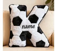 LCMAIT Personalized Letter Shaped Pillows Custom Double-Sided Printed Cute Plush Pads with Names Custom football Room Sofa Decorations Gift for Girls Boys Sports Fans on Game Day Birthday Xmas