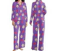 LCMAIT Personalized Pajamas Set with Faces Personalised Long-Sleeve Pyjama Set Custom Loungewear Fun Gifts for Him and Her XS-3XL