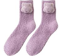Lcmei 2022 New Winter Fuzzy Animal Slipper Socks,3D Animal Panda Rabbit Cartoon Socks Warm,Funny Cute Soft Coral Fleece Fluffy Plush (Hippo)